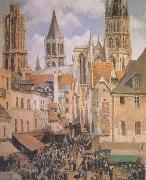 Camille Pissarro The Old Marketplace in Rouen and the Rue de I'Epicerie (mk09) oil painting